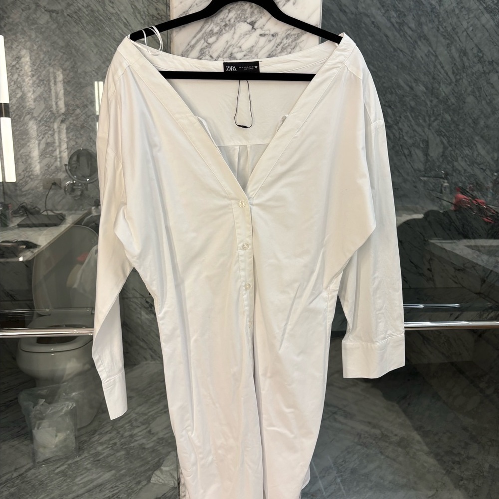 Zara Classic White Shirt Dress